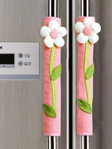 1pc Fabric Double Door Refrigerator Handle Cover, Anti-Cold And Anti-Dust, Compatible With Car Gear Shift Handle For School,Office,Household,Travel,Bag,Organizer,Storage