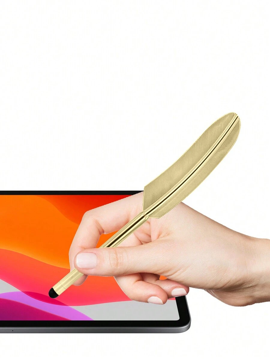 Uv Plated Feather Stylus Pen, Capacitive & Resistive Touch Screen Write Pen For Cellphone And Tablet - Yellow - View 1