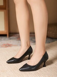 Tacones Altos De Plataforma De Puntera Para Mujer - Negro - Ver 2