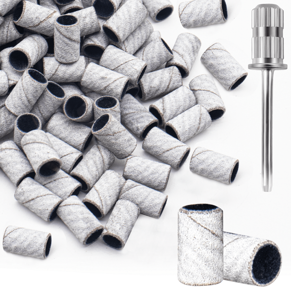 240 Grit Nail Sanding Band For Nail Drill Machine, 100Pcs Fine Grit Sanding Band For Nail Drill Bit, Nail Drill Bit Sanding Band Set With 3/32" Shank Suitable For Fingernail And Toenail Shaping