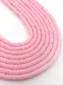 1 股/350 顆 6 毫米扁平圓形聚合物粘土珠用於 Diy 珠寶製作寬鬆間隔珠適合女士 Diy 手鍊、項鍊、耳環 - 淺粉色 - 查看 2