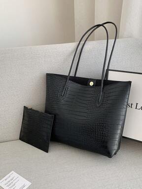 Mini Portable Crocodile Embossed Print Shoulder Tote Bag With Inner Pocket, Suitable For Women, Young Professionals And Office Workers, Perfect For Office, University, High School, Work, Business, Commuting