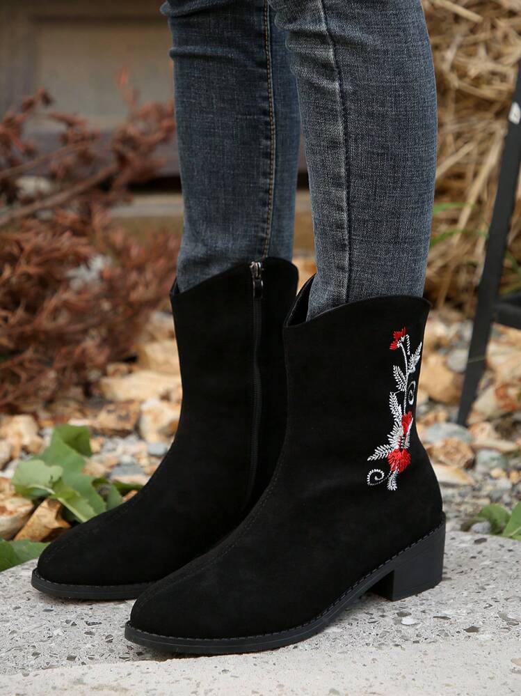 Embroidered suede boots online