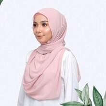 2 件/套女式純色雪紡珍珠蓋頭和內帽 - 珊瑚粉 - 查看 2