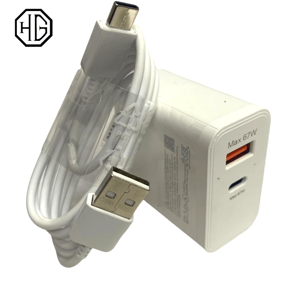 Cargador Doble entrada USB y una Tipo C con Cable USB a Tipo C - Blanco - Ver 1