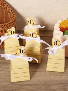 10件卡通蜜蜂主题礼品纸盒，适合返校节 - 黃色 - 查看 1