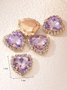 5/10件装 时尚爪链心形和椭圆形宝石形水钻镶嵌扣简约女士发饰，适合DIY手工制作情人节礼物