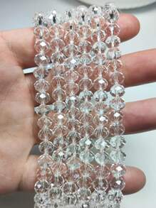 1串彩色水晶珠，尺寸可选：3毫米/4毫米/6毫米/8毫米/10毫米/12毫米，玻璃珠/节日珠/奥地利水晶珠/圆形玻璃珠/刻面玻璃珠/玻璃隔珠，适用于耳环/手链/脚链/项链等首饰制作/圣诞树装饰/节日装饰/婚礼装饰/窗户装饰 - 無色 - 查看 9