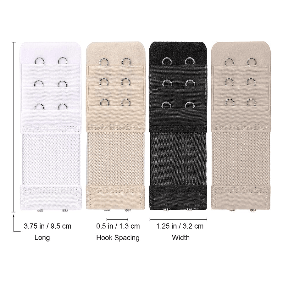 3 Pieces Women's Soft Comfortable Elastic Bra Extenders Bra Extension Strap 2 Hook 3 Row Lady's