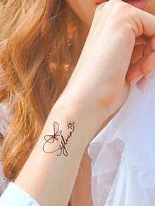 20入組帶有蝴蝶和花卉設計的暫時性紋身貼紙,水彩玫瑰蝴蝶假紋身貼紙女性專用,彩色身體藝術 - 彩色 - 查看 5