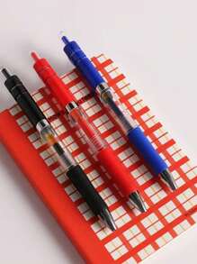 3-Color Ballpoint Pen (Red, Black, Blue), Simple Fashionable Design, Suitable For Students And Office Use, Multifunctional Back To School - Multicolor - View 5