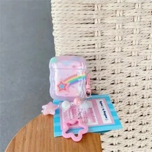 Star & Rainbow Patterned Earphone Case With Pendant, Compatible With Airpods Earphones (case Only, Not Include Earphones)
