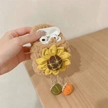 黄色编辑创意向日葵设计便携包兼容 Airpods 通用耳机盒（不含耳机） - 棕色 - 查看 3