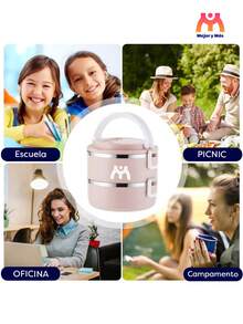 Lonchera Térmica Topper contenedor de alimentos 2 niveles estilo japonés + ¡Regalo! - Naranja - Ver 7