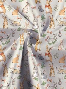 110g Lightweight & Soft Polyester Fabric, 1pc Butterfly & Rabbit Design, DIY For Tablecloth, Wall Hanging, Clothing, Bag, Dust Cover, Pillow - Multicolor - View 3