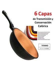 SWISS SILVER 28cm Wok Pan Non-Stick Ceramic Granite Titanium - Korean - Bronze - View 1