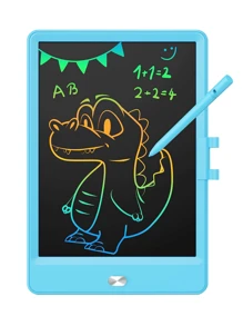 1入10吋彩色兒童塗鴉板,可擦拭重用的電子繪圖板,3-6歲男孩和女孩的教育學習玩具(部分位置隨機樣式) - 淺藍色 - 查看 1