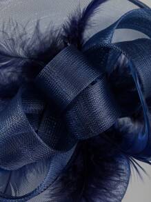 羽毛頭飾頭帶,女士時尚頭飾,茶會頭飾夾帶德比帽適用於女孩和女士 - 藏蓝色 - 查看 8