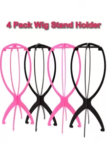 4入組假髮架,高級13.2英寸黑色和粉色多功能可折疊假髮架,耐用女士假髮架 - 彩色 - 查看 1