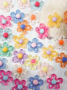 10 Peças/conjunto Acessórios De Joias Criativos E Diy Em Estilo Aleatório Em Forma De Flor Colorida E Transparente De Resina