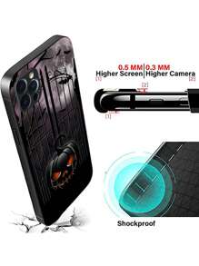 A Black Phone Case With Shockproof And Scratch-Resistant Soft TPU Frame, Glass Hard Shell, And Personalized Dark Style Mobile Phone Protective Cover