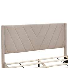 Queen Size Bed Frame with 3 Drawers, Linen Upholstered Platform Storage Bed with Headboard, Modern Style Solid Wooden Slats Support, No Box Spring Needed - Beige - View 11
