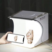 Puluz 20 厘米包括 2 個 Led 面板可折疊便攜式 1100lm 燈攝影照明工作室拍攝帳篷盒套件,帶 2 種顏色背景(黑色、白色) - 白色 - 查看 9