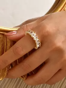 1pc Classic 18K Gold Plated Oval Cubic Zirconia Wedding Rings For Women Jewelry Luxury Dresses