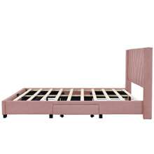 Queen Size Bed Frame with 3 Drawers, Linen Upholstered Platform Storage Bed with Headboard, Modern Style Solid Wooden Slats Support, No Box Spring Needed - 粉色 - 查看 6