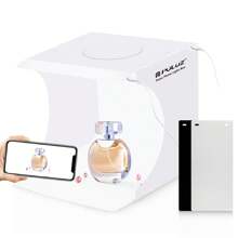 Puluz 20 厘米包括 2 個 Led 面板可折疊便攜式 1100lm 燈攝影照明工作室拍攝帳篷盒套件,帶 2 種顏色背景(黑色、白色) - 白色 - 查看 2