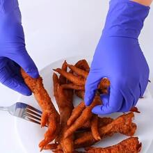 100 只装一次性丁腈手套，高弹加厚美发图案刺绣汽车保险维修丁腈手套，厨房，浴室，家居，家居用品 - 紫色 - 查看 4