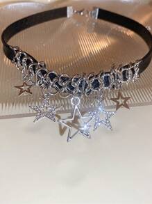 1入組pu皮革星月領項鏈,適合女性派對穿著