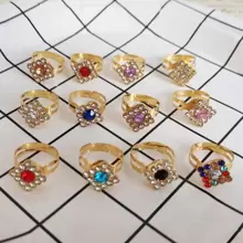 5入組合金方形鑽石戒指,可愛公主風少女飾品禮物