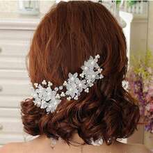 花珠u型髮夾,甜美花朵迷人女士髮夾,適用於髮型diy配件