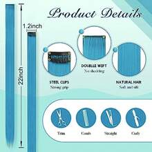 Phần mở rộng Tổng hợp Nối tóc Kẹp - Màu xanh nhạt - Xem 3