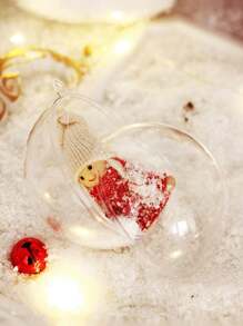 1pc Clear Acrylic Hollow Ball Ornament, Christmas Tree Hanging Decoration, Gift Box Filler Birthday - White - View 5