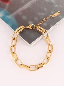 1pc Stainless Steel Bracelets For Women Punk Silver Gold Color Chain Bracelet Men Jewelry Gift - Yellow Gold - View 6