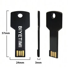 BIYETIMI 128GB黑色鑰匙形USB閃存盤，64GB、32GB銀色隨身碟，真實容量儲存裝置，高速行動碟 - 黑色 - 查看 1