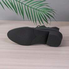 Zapatos de tacón grueso con cordones para mujer - Negro - Ver 1