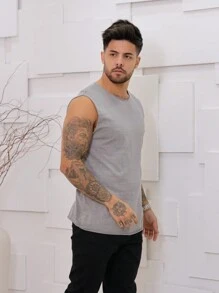 Men Tank Tops - Grey - View 3