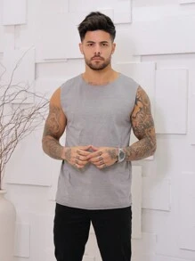 Men Tank Tops - Grey - View 1