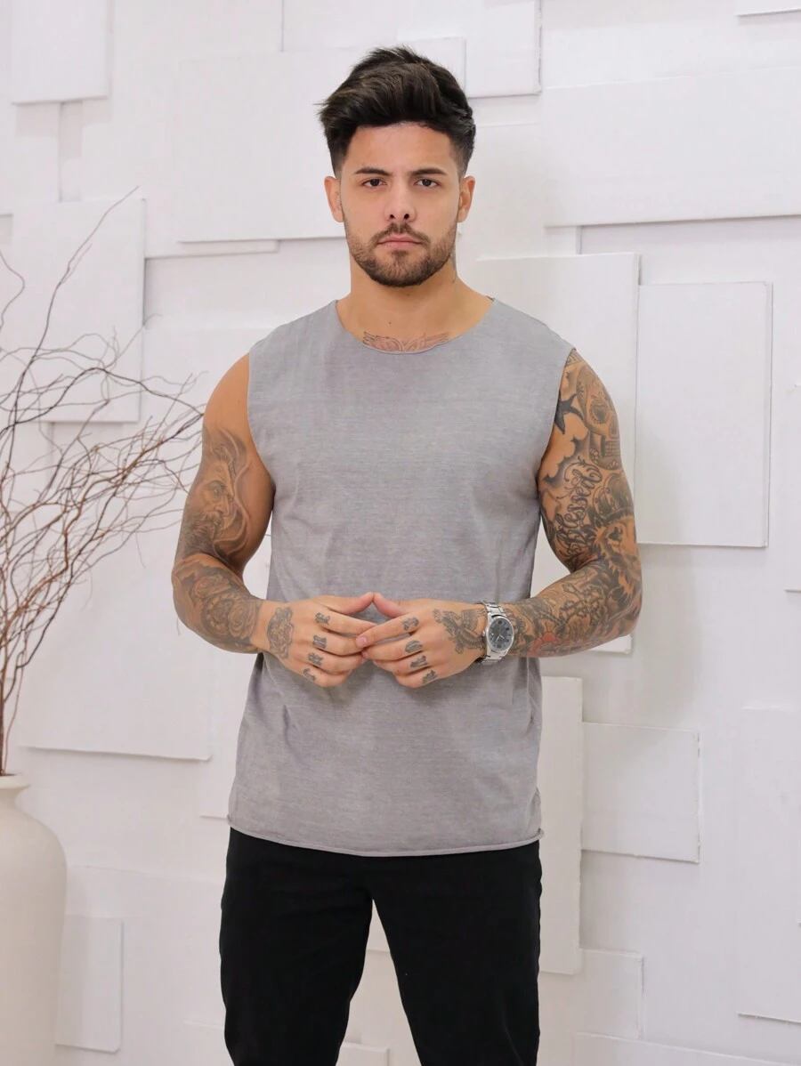 Men Tank Tops - Grey - View 1