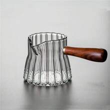 1pc Heat-Resistant Glass Cup With Side Handle And Wooden Handle, Made Of High Borosilicate Glass, Suitable For Apartment, Sturdy, Used For Coffee Shops And Homes, Does Not Include Lid, Straw Or Other Drink Cups. This Glass Cup Features Aesthetic Design, Making It Ideal For Birthday Gifts, Wedding Gifts, Housewarming Gifts, And More.