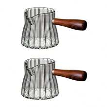 1pc Heat-Resistant Glass Cup With Side Handle And Wooden Handle, Made Of High Borosilicate Glass, Suitable For Apartment, Sturdy, Used For Coffee Shops And Homes, Does Not Include Lid, Straw Or Other Drink Cups. This Glass Cup Features Aesthetic Design, Making It Ideal For Birthday Gifts, Wedding Gifts, Housewarming Gifts, And More.