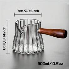 1pc Heat-Resistant Glass Cup With Side Handle And Wooden Handle, Made Of High Borosilicate Glass, Suitable For Apartment, Sturdy, Used For Coffee Shops And Homes, Does Not Include Lid, Straw Or Other Drink Cups. This Glass Cup Features Aesthetic Design, Making It Ideal For Birthday Gifts, Wedding Gifts, Housewarming Gifts, And More.