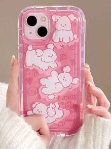 1 Pieza Funda Rosa Con Forma De Perro Compatible Con Iphone, Huawei, Xiaomi, Redmi