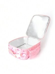 1pc Children Girls Boys Cute Cartoon Prints Large Capacity Multi-Functional Thermal Insulation Adjustable Openable Children's Handbag Lunch Bag Travel Storage Bag Suitable For Outdoor Picnic Students - Pink - View 4