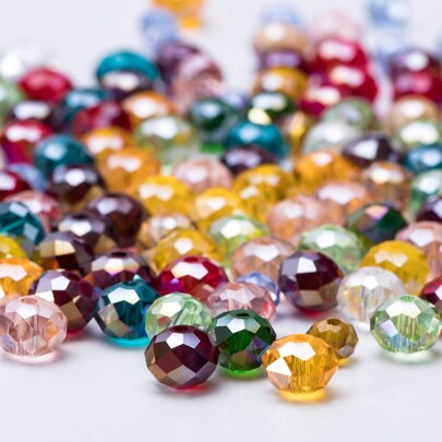 80pcs 6mm Faceted Crystal Beads, Clear Color, Glass Beads For DIY Bracelet, Necklace, Earrings Jewelry Making
