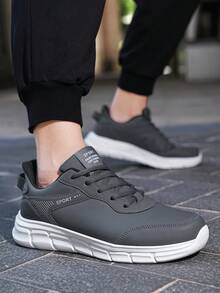 Plus Size Men's Fashionable Sports Shoes With Pu Leather Surface, Super Light Weight, Waterproof And Multi-functional For Autumn And Winter - Dark Grey - View 6