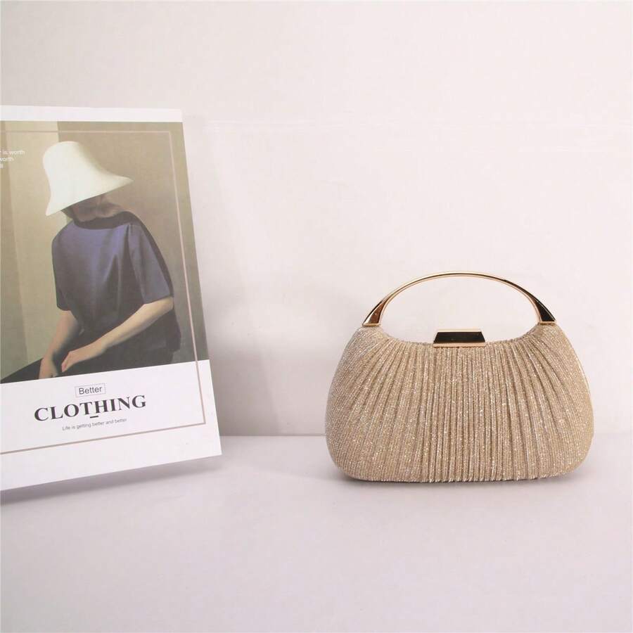 魅力四射,優雅,精美,安靜奢華亮片,時髦,奢華,發亮精美百褶時尚手拿包適合婚禮派對晚上場合晚會包,晚餐包適合派對女孩,女士,新娘